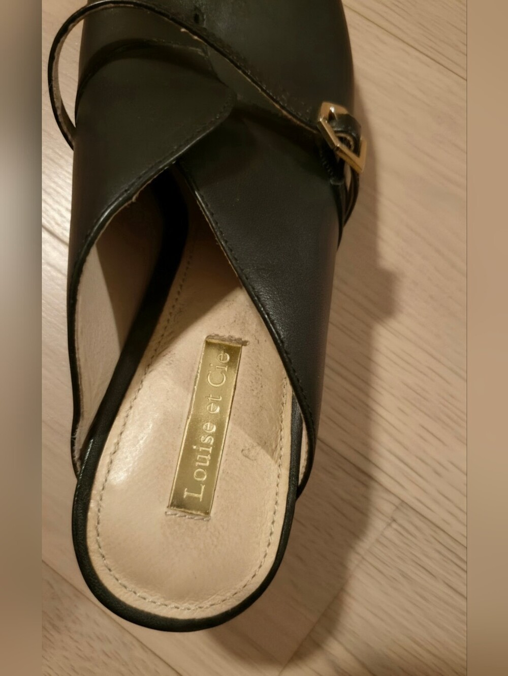 🤎 Louise et Cie Kimba Peep Toe Leather Mule Size 8M - Picture 2 of 9